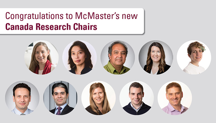 Picture of McMaster's 10 new Canada Research Chairs.