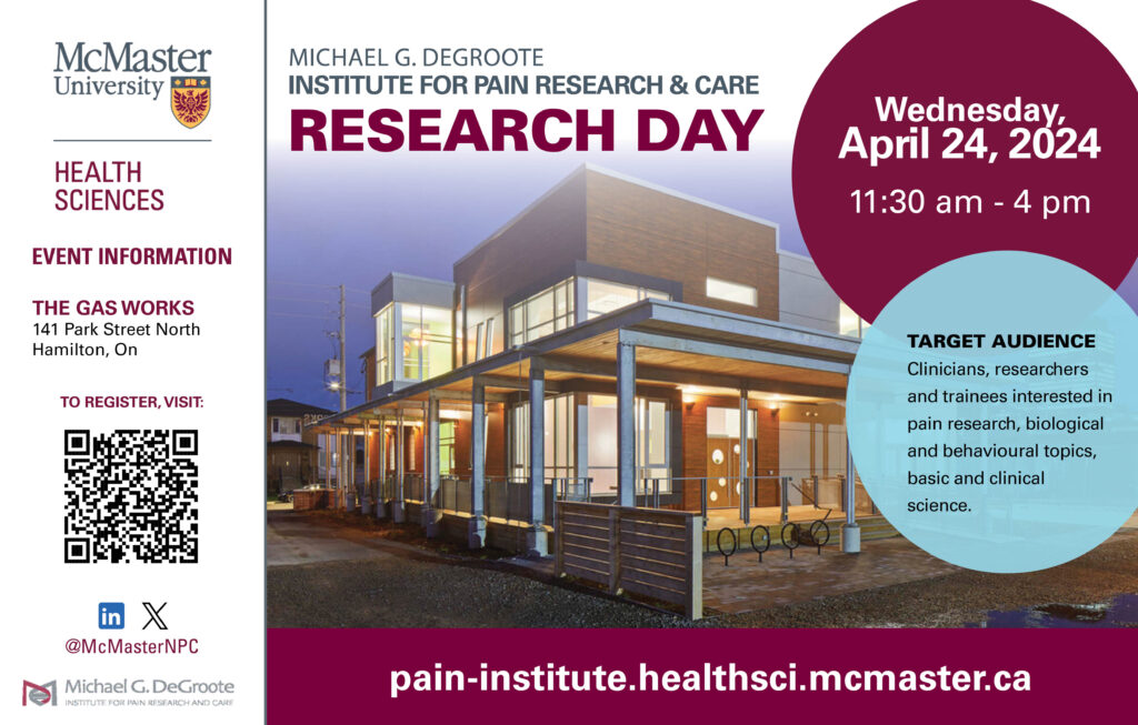 Image of Research Day advertisement that features a picture of the RBG Rock Garden (location of event).